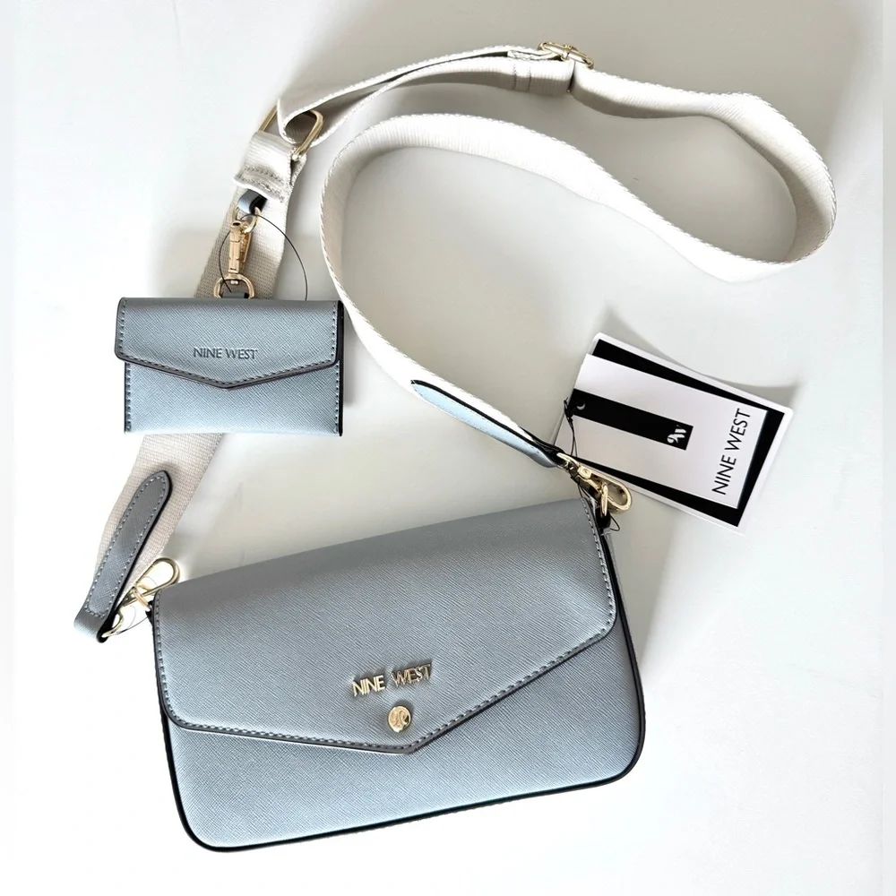 Nine West Light Blue Crossbody With Card Case - NWT